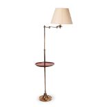 A BRASS AND MAHOGANY ADJUSTABLE READING LAMP, MODERN