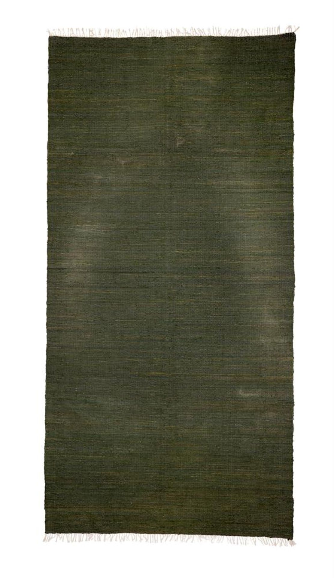 A BOTTLE GREEN GROUND 'RAG' RUG, MODERN