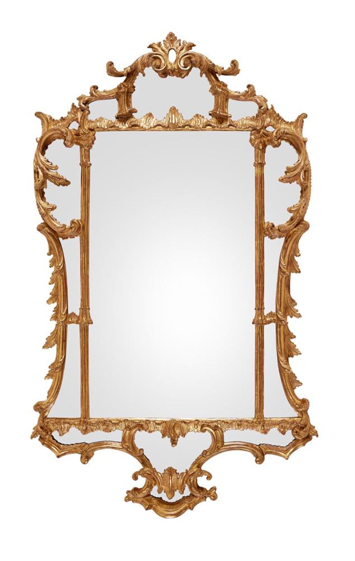 A LARGE EARLY GEORGE III GILTWOOD MIRROR, CIRCA 1760