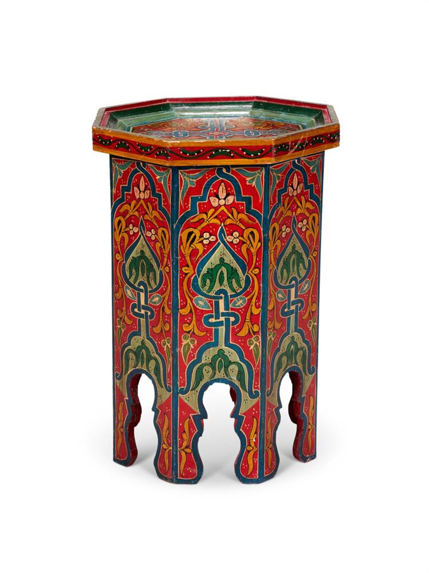 A MOROCCAN PAINTED OCTAGONAL OCCASIONAL TABLE, 20TH CENTURY