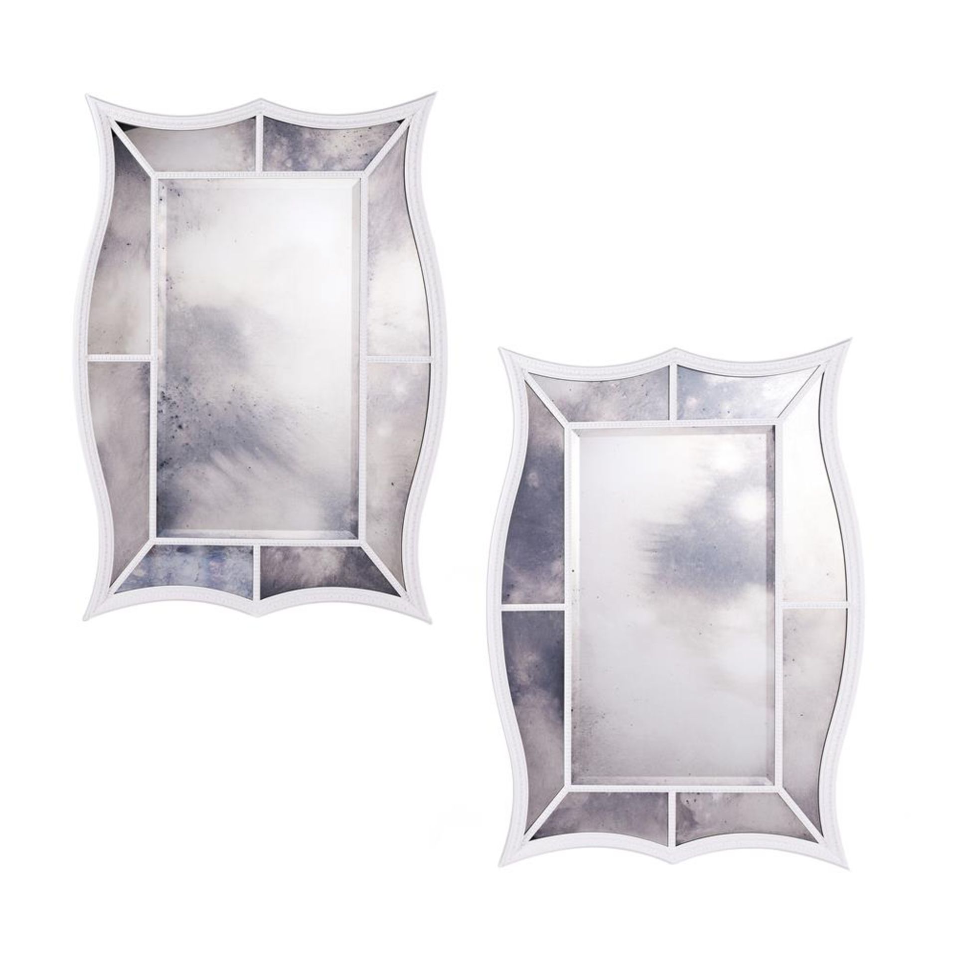 A PAIR OF WHITE PAINTED MARGINAL WALL MIRRORS, CONTEMPORARY