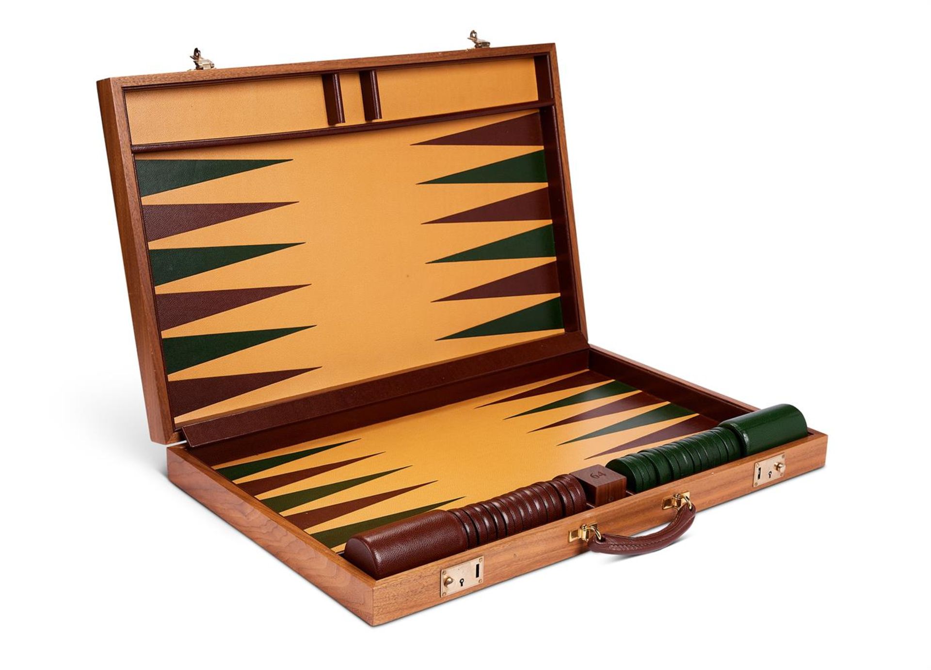 Y A WALNUT AND PARQUETRY BACKGAMMON SET BY LINLEY - Bild 2 aus 2