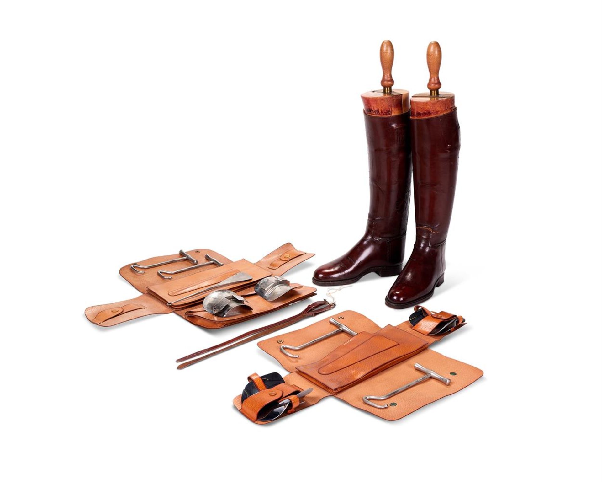 A PAIR OF PRINCESS MARGARET'S BROWN LEATHER RIDING BOOTS BY MAXWELL OF LONDON