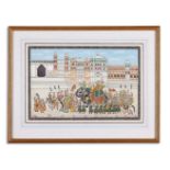 INDIAN SCHOOL (20TH CENTURY) A REGAL PROCESSION WITH ELEPHANTS