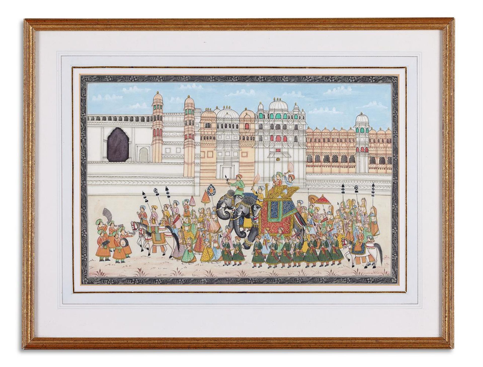 INDIAN SCHOOL (20TH CENTURY) A REGAL PROCESSION WITH ELEPHANTS