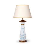 AN OPALESCENT GLASS TABLE LAMP, PROBABLY LATE 20TH CENTURY