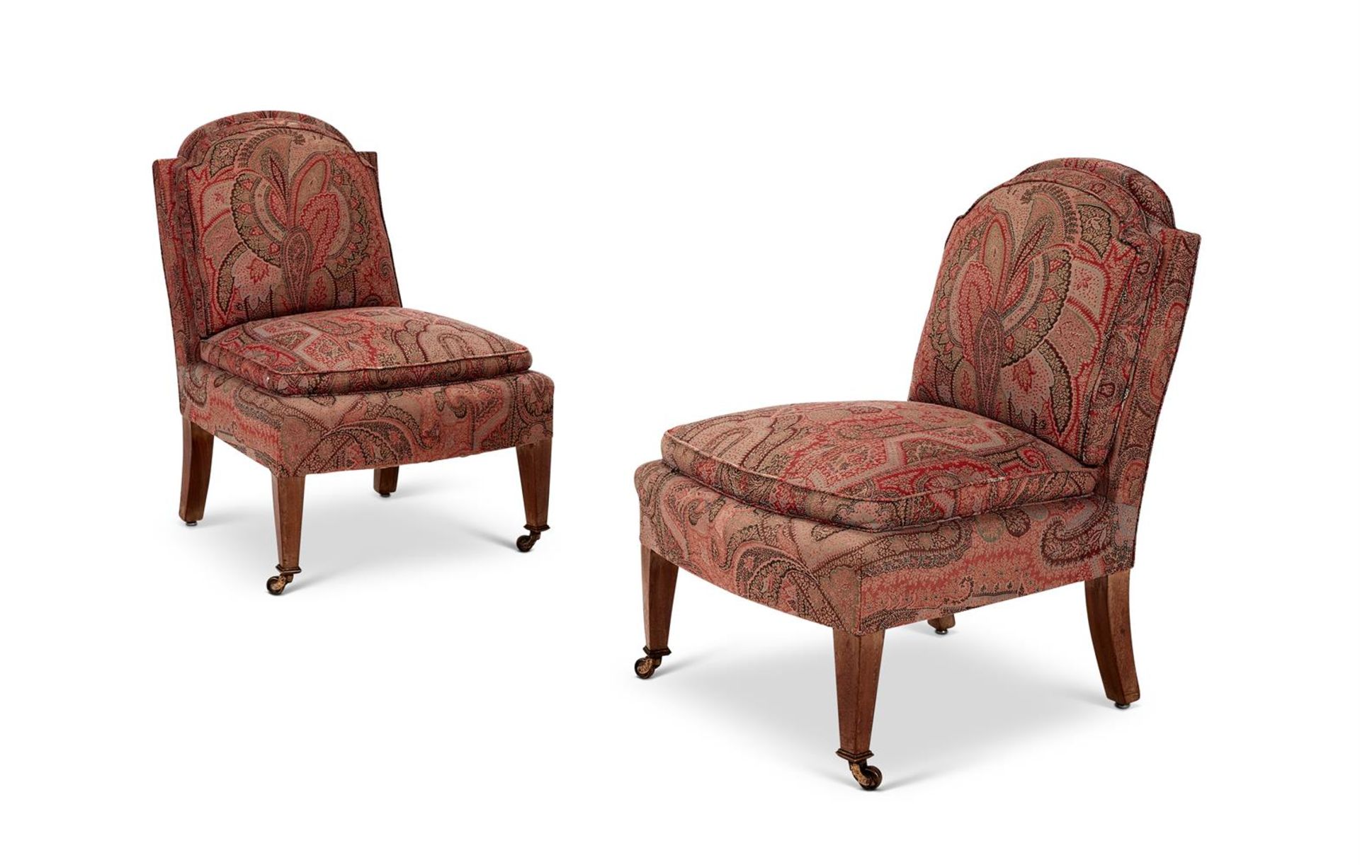 A PAIR OF BANQUETTE SIDE CHAIRS, LATE 19TH CENTURY