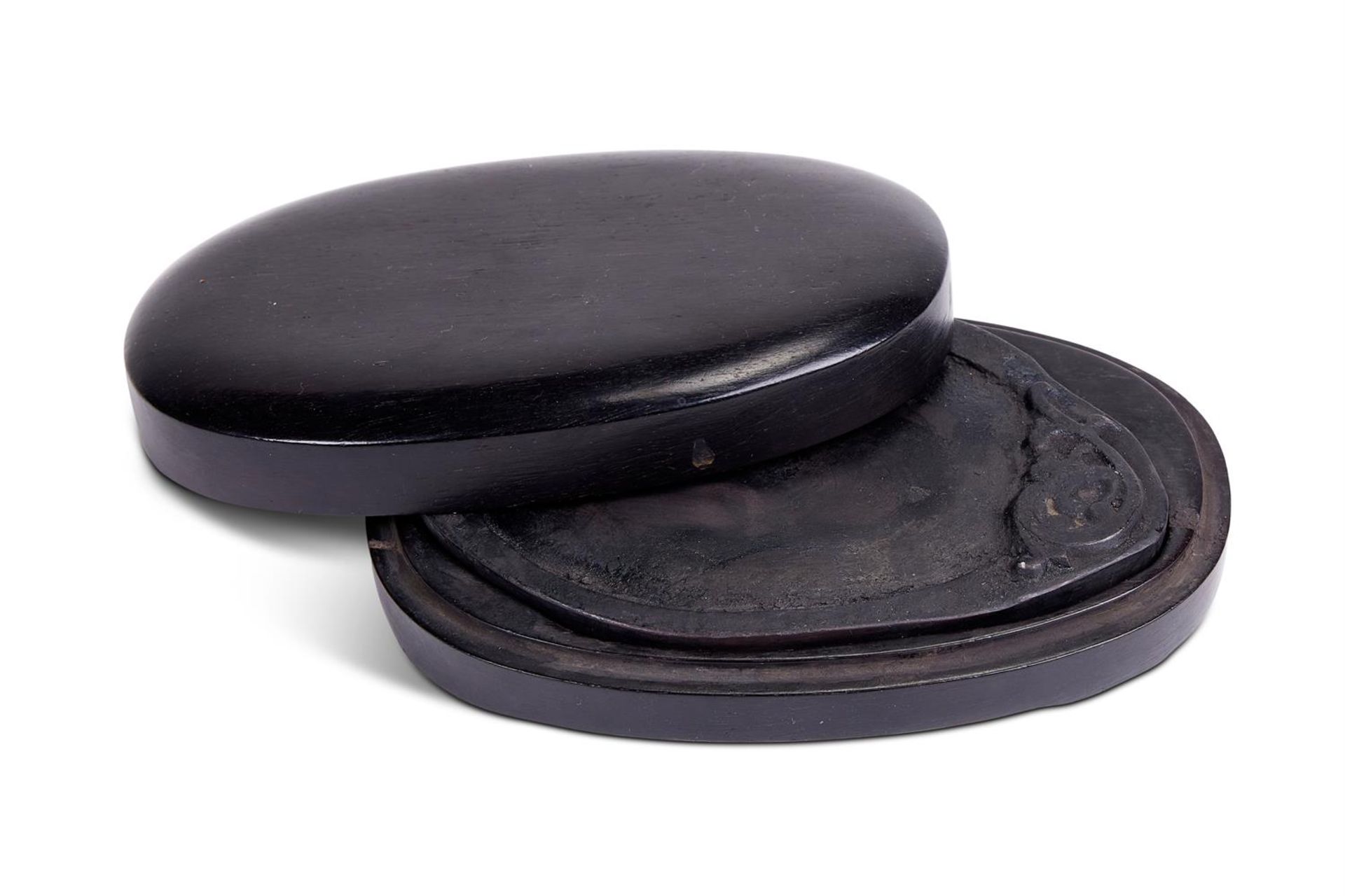 A CHINESE ZITAN CASED DUAN INK STONE, QING DYNASTY