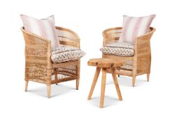 A PAIR OF WICKER ARMCHAIRS, MODERN