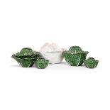 A GROUP OF GREEN PORTUGUESE CABBAGE TUREENS, MODERN