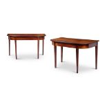 A PAIR OF GEORGE III MAHOGANY D-END TABLES CIRCA 1800-1820