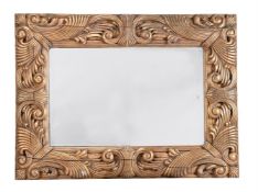 A LARGE CARVED GILTWOOD MIRROR, 20TH CENTURY