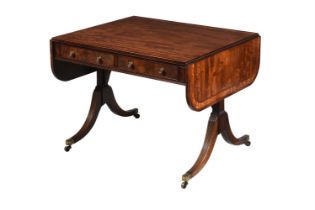 A REGENCY MAHOGANY AND SATINWOOD CROSSBANDED SOFA TABLE