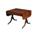 A REGENCY MAHOGANY AND SATINWOOD CROSSBANDED SOFA TABLE