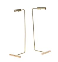 A PAIR OF BRASS STANDARD OR READING LAMPS