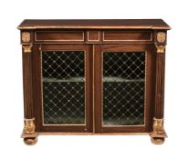 Y A REGENCY SIMULATED ROSEWOOD AND PARCEL GILT SIDE CABINET, CIRCA 1820