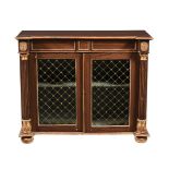 Y A REGENCY SIMULATED ROSEWOOD AND PARCEL GILT SIDE CABINET, CIRCA 1820