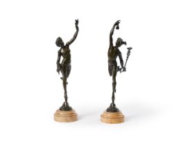 AFTER GIAMBOLOGNA, A PAIR OF BRONZE FIGURES OF MERCURY AND FORTUNA, LATE 19TH CENTURY