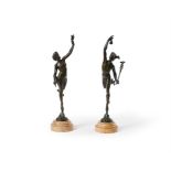 AFTER GIAMBOLOGNA, A PAIR OF BRONZE FIGURES OF MERCURY AND FORTUNA, LATE 19TH CENTURY