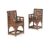 A PAIR OF CHINESE BAMBOO ARMCHAIRS