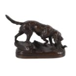 AFTER LECOURTIER, A BRONZE MODEL OF SPRINGER WITH A PHEASANT