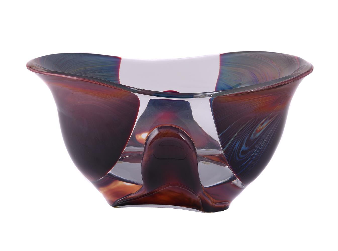 λ DINO ROSIN (B.1948), A MURANO CLEAR AND MULTICOLOURED CASED GLASS BOWL VASE