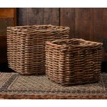 TWO GRADUATED WICKER LOG BASKETS