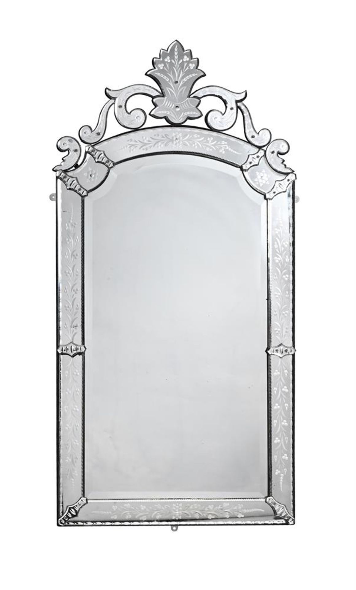 AN ETCHED MIRROR IN VENETIAN STYLE, 20TH CENTURY