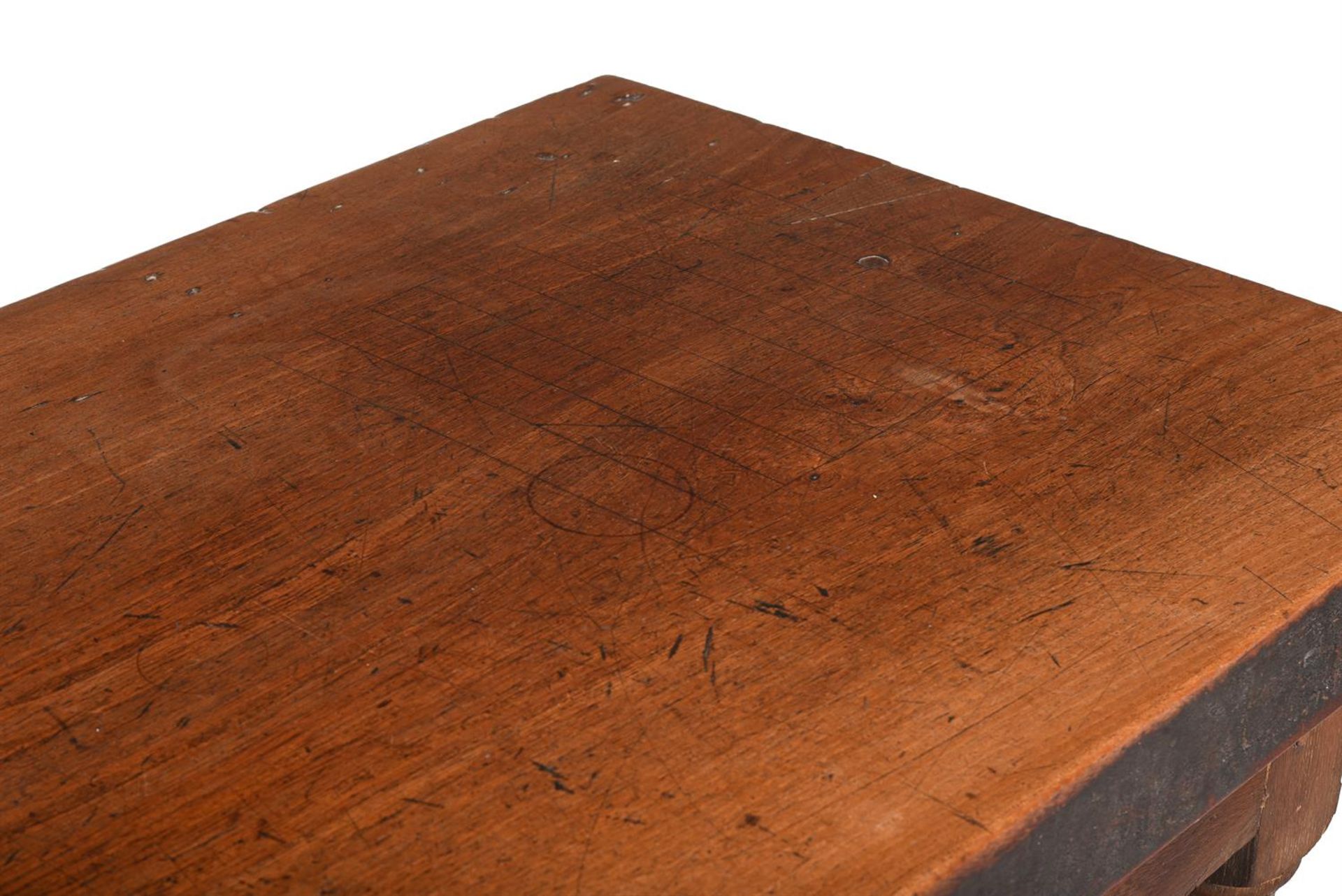 A LARGE OAK AND WALNUT REFECTORY TABLE, MID 19TH CENTURY - Image 2 of 2