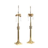 A PAIR OF BRASS TABLE LAMPS