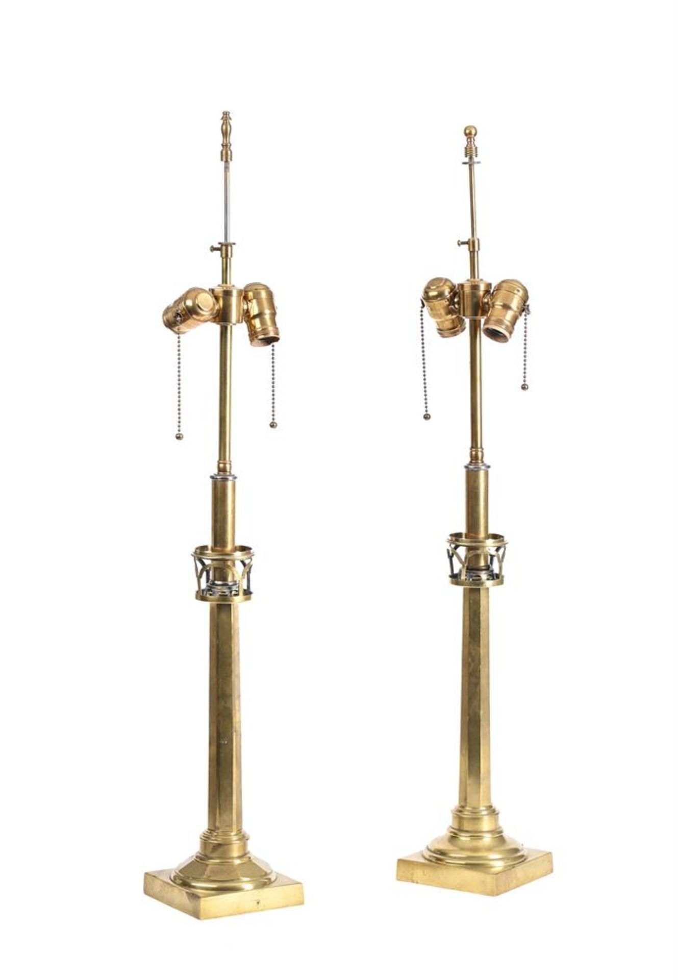 A PAIR OF BRASS TABLE LAMPS