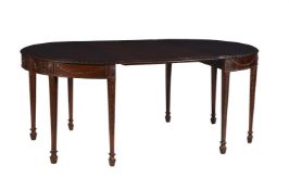 A MAHOGANY D END DINING TABLE IN GEORGE III ADAM STYLE