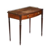 A REGENCY MAHOGANY AND INLAID BOWFRONT SIDE OR HALL TABLE, CIRCA 1815