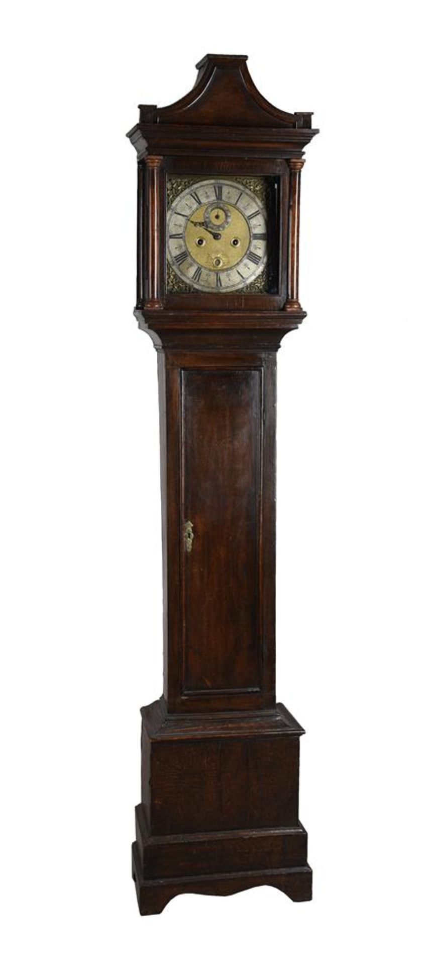 A GEORGE III STAINED OAK LONGCASE CLOCK, LATE 18TH CENTURY