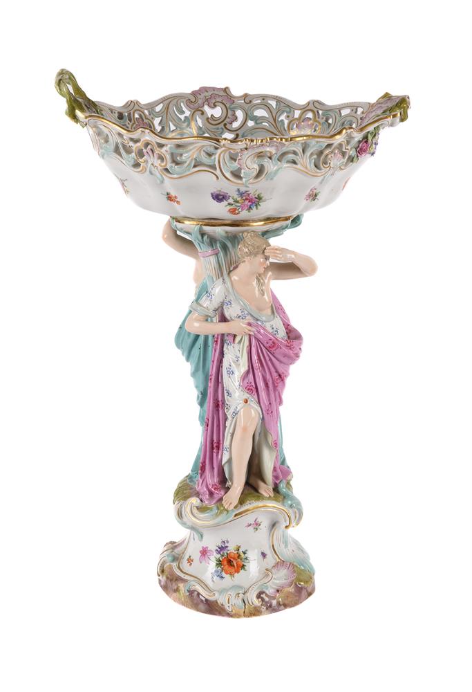 A MEISSEN (OUTSIDE DECORATED) FIGURAL COMPORT