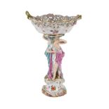 A MEISSEN (OUTSIDE DECORATED) FIGURAL COMPORT