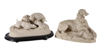 TWO COPELAND STATUARY PORCELAIN (PARIAN) CANINE MODELS, CIRCA 1860