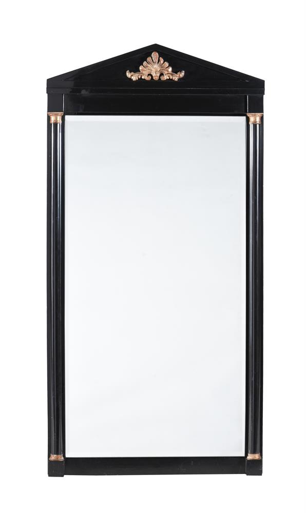 AN EBONISED AND PARCEL GILT PIER MIRROR IN EMPIRE STYLE, 20TH CENTURY