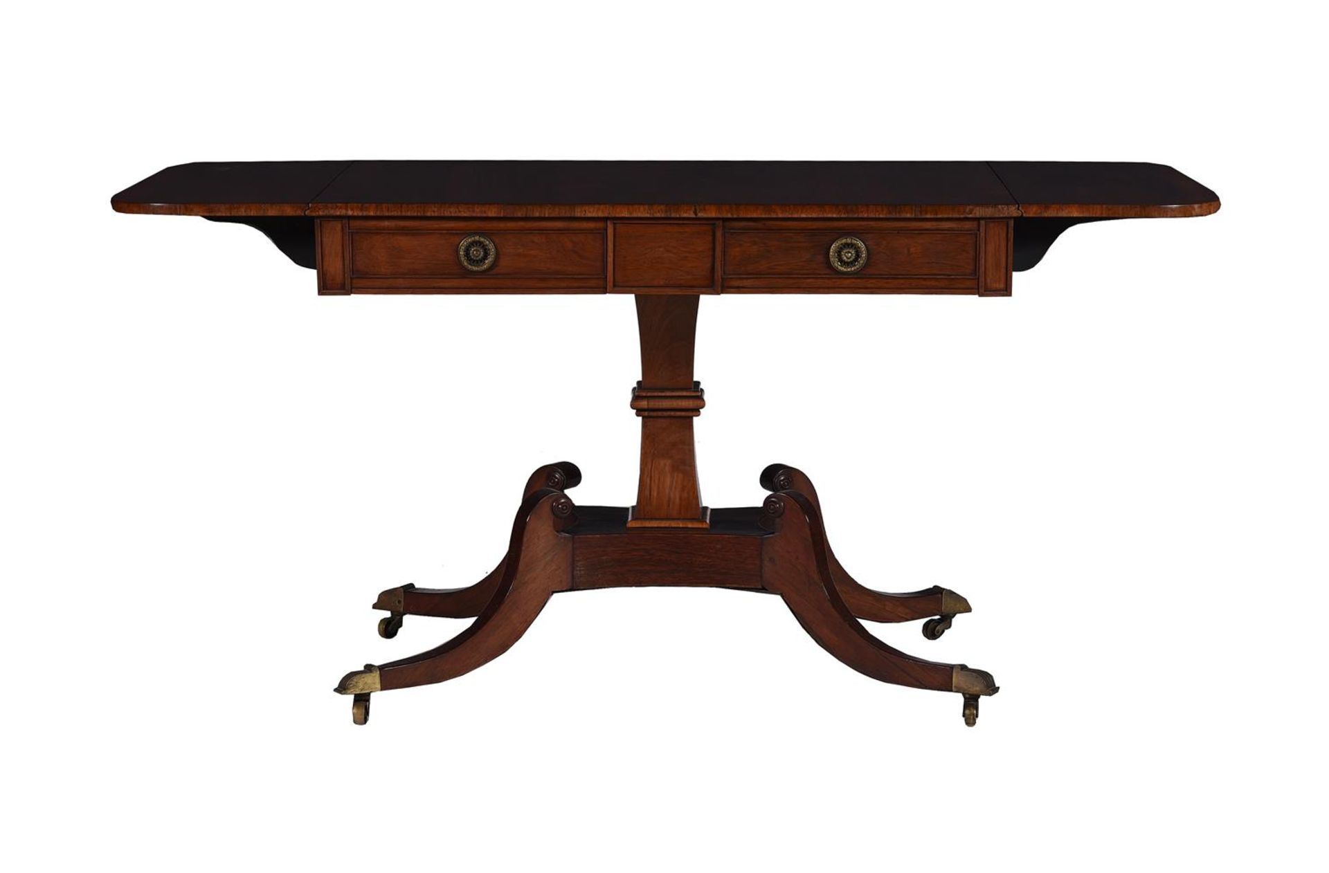 A REGENCY MAHOGANY AND CROSSBANDED SOFA TABLE, CIRCA 1820