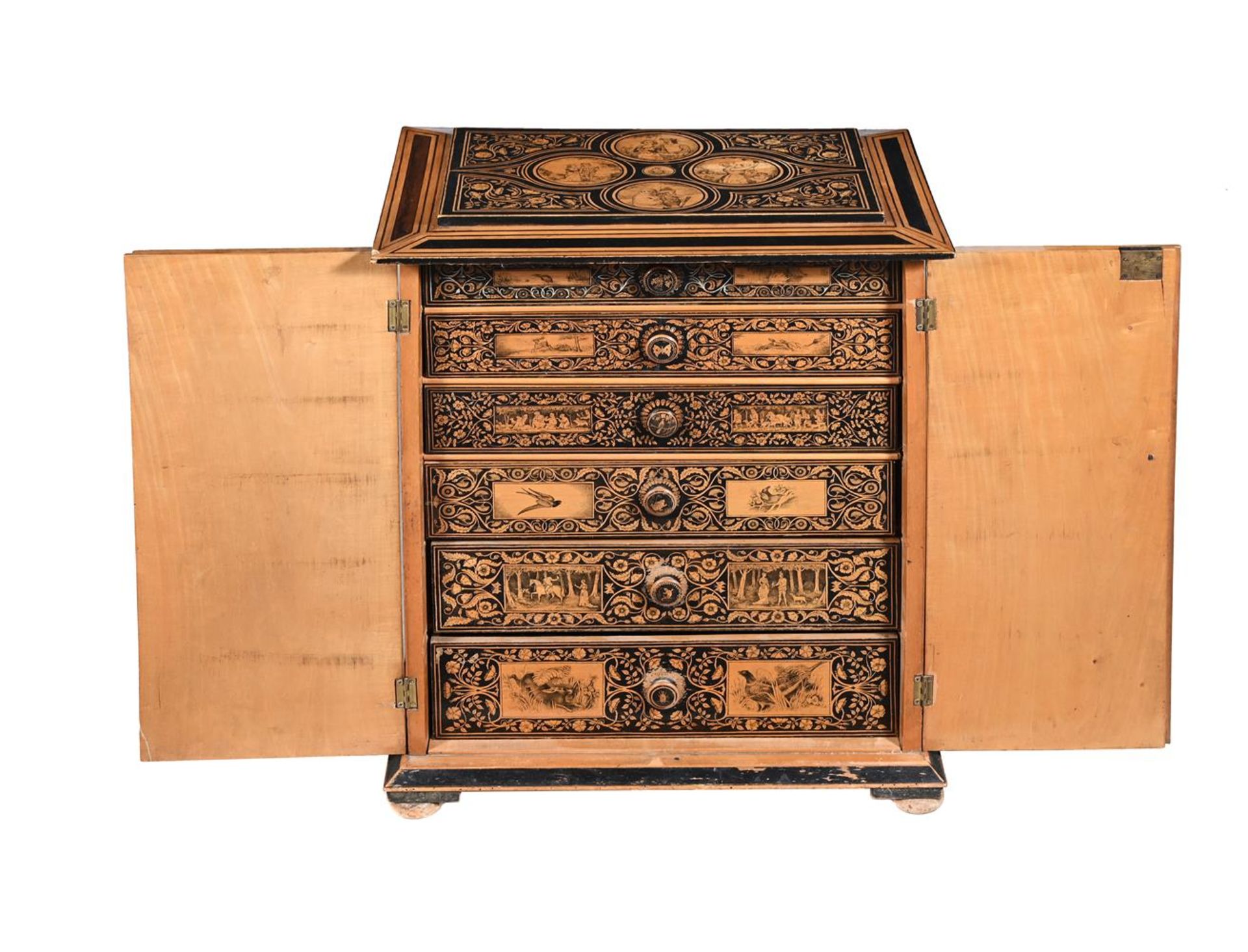 A BEECH AND PENWORK COLLECTOR'S CABINET - Image 2 of 3