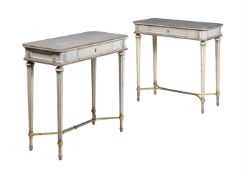 A PAIR OF FRENCH PAINTED SIDE TABLES, CIRCA 1900