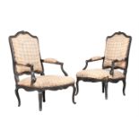 A PAIR OF FRENCH BEECH FAUTEUILS IN LOUIS XV STYLE, 19TH CENTURY