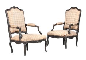 A PAIR OF FRENCH BEECH FAUTEUILS IN LOUIS XV STYLE, 19TH CENTURY