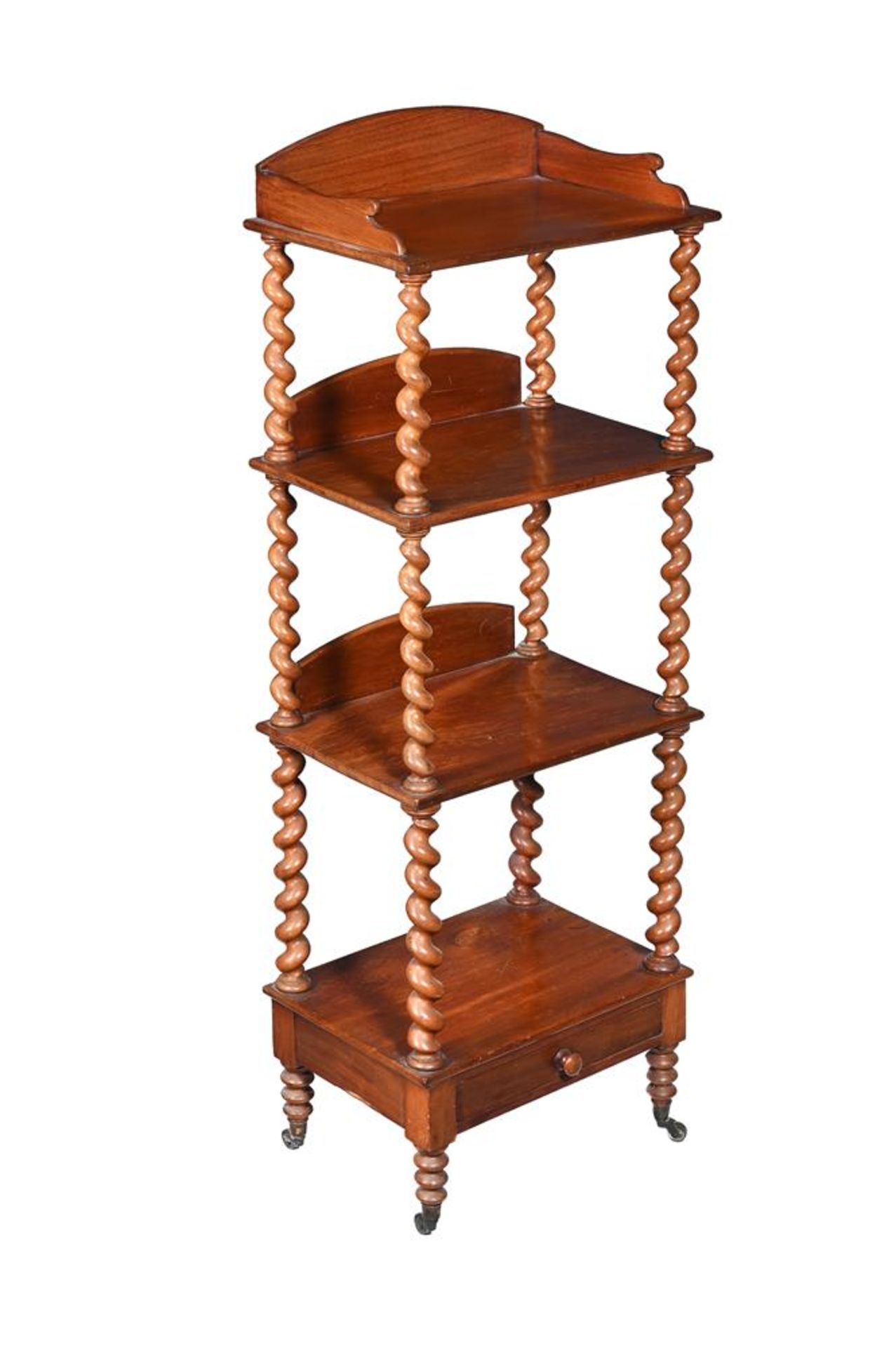 A VICTORIAN WALNUT FOUR TIER WHATNOT CIRCA 1860