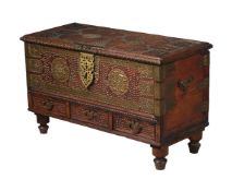 A HARDWOOD 'ZANZIBAR' CHEST WITH BRASS STUD DECORATION