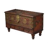 A HARDWOOD 'ZANZIBAR' CHEST WITH BRASS STUD DECORATION