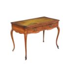 A VICTORIAN OAK AND LEATHER INSET WRITING TABLE, LATE 19TH CENTURY