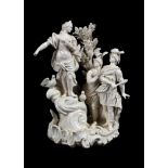 AN ITALIAN CREAMWARE (TERRAGLIA) ALLEGORICAL FIGURAL GROUP, PROBABLY LE NOVE OR POSSIBLY ESTE