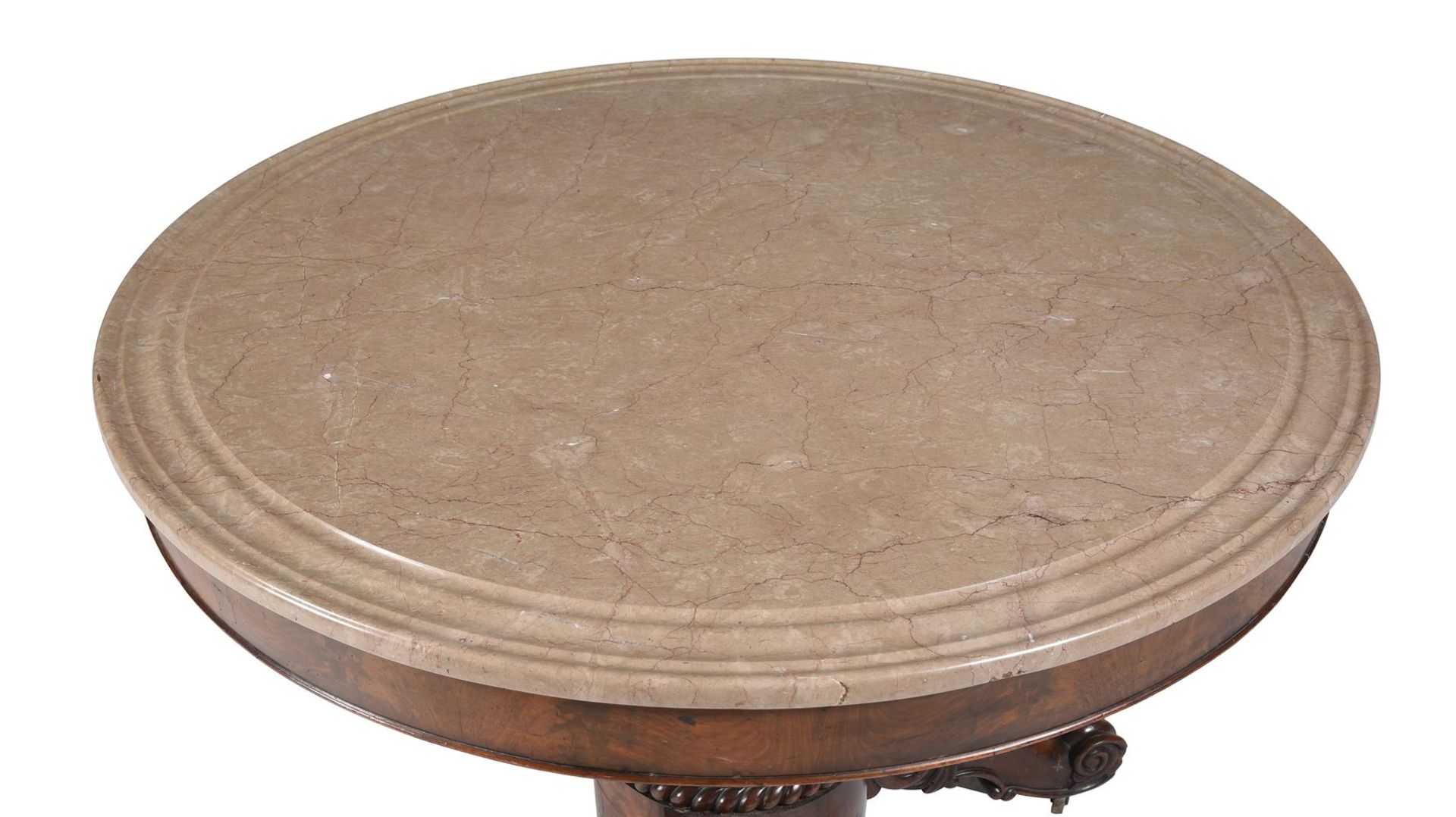 A LOUIS PHILIPPE MAHOGANY AND MARBLE TOPPED CENTRE TABLE - Bild 2 aus 3