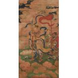 A CHINESE SILK PAINTING OF HEAVEN GUARDIANS, 19TH CENTURY